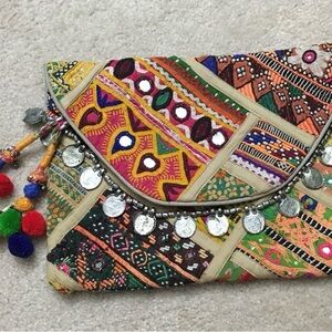 Tylie Malibu Multicolor Embroidered Clutch